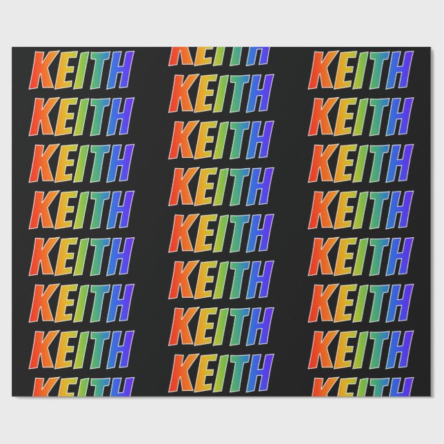 Rainbow First Name "KEITH"; Fun & Colourful Wrapping Paper (Flat)