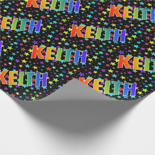 Rainbow First Name "KEITH" + Stars Wrapping Paper
