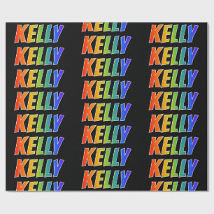 Rainbow First Name "KELLY"; Fun & Colourful Wrapping Paper