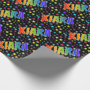 Rainbow First Name "KIARA" + Stars Wrapping Paper