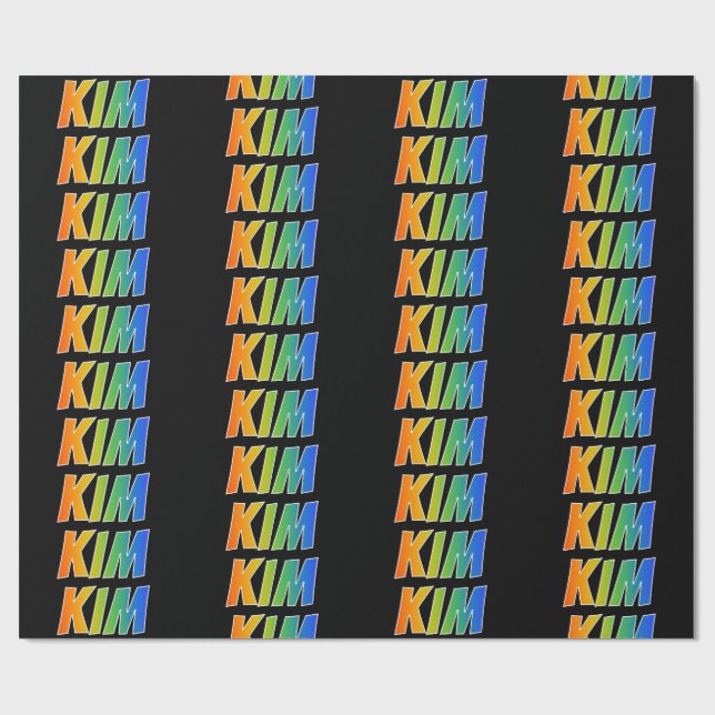 Rainbow First Name "KIM"; Fun & Colourful Wrapping Paper (Flat)
