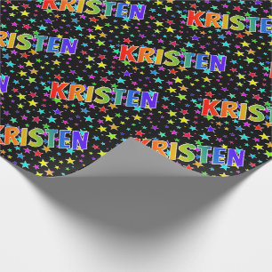 Rainbow First Name "KRISTEN" + Stars Wrapping Paper
