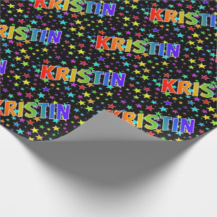 Rainbow First Name "KRISTIN" + Stars Wrapping Paper