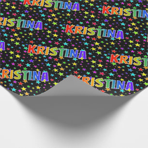 Rainbow First Name "KRISTINA" + Stars Wrapping Paper