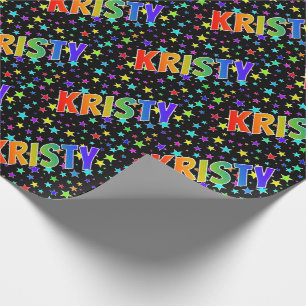 Rainbow First Name "KRISTY" + Stars Wrapping Paper