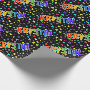 Rainbow First Name "KRYSTAL" + Stars Wrapping Paper