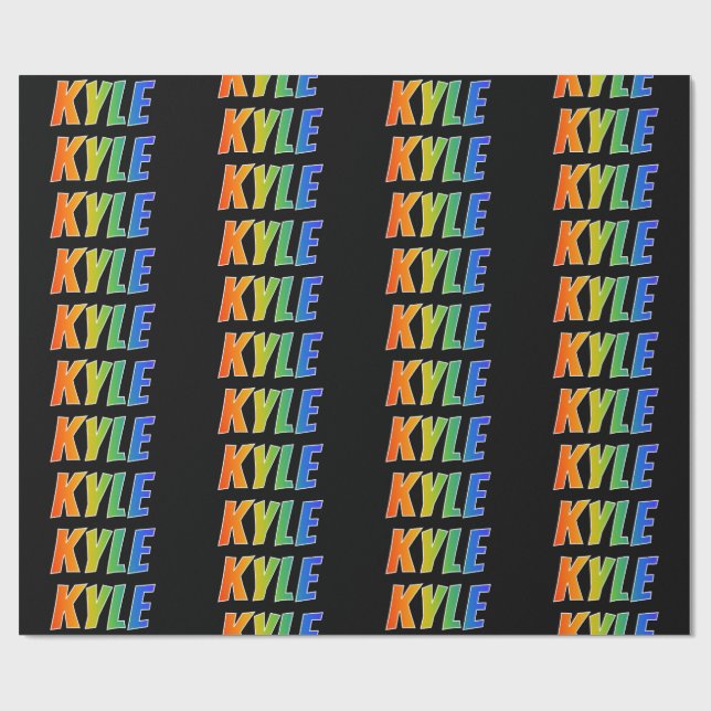 Rainbow First Name "KYLE"; Fun & Colourful Wrapping Paper (Flat)