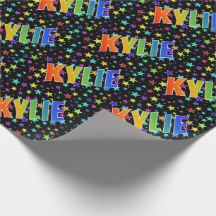 Rainbow First Name "KYLIE" + Stars Wrapping Paper