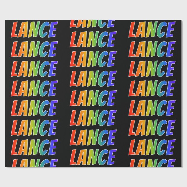 Rainbow First Name "LANCE"; Fun & Colourful Wrapping Paper (Flat)