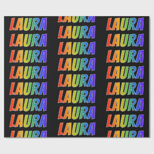 Rainbow First Name "LAURA"; Fun & Colourful Wrapping Paper