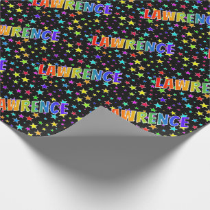 Rainbow First Name "LAWRENCE" + Stars Wrapping Paper