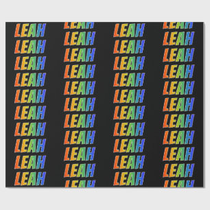 Rainbow First Name "LEAH"; Fun & Colourful Wrapping Paper