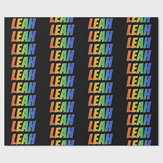 Rainbow First Name "LEAH"; Fun & Colourful Wrapping Paper (Flat)