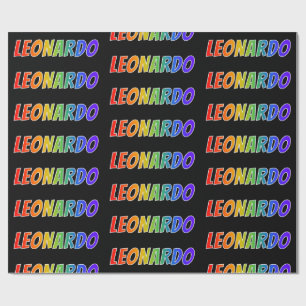 Rainbow First Name "LEONARDO"; Fun & Colourful Wrapping Paper