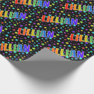 Rainbow First Name "LILLIAN" + Stars Wrapping Paper