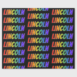 Rainbow First Name "LINCOLN"; Fun & Colourful Wrapping Paper