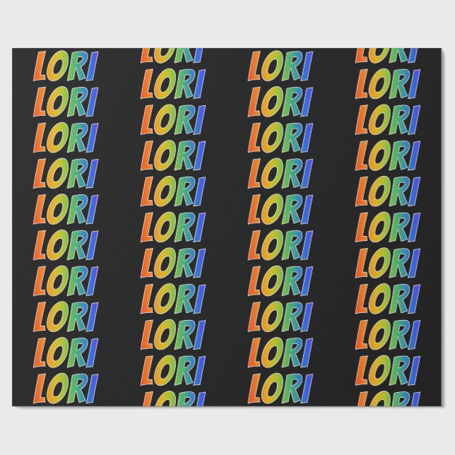 Rainbow First Name "LORI"; Fun & Colourful Wrapping Paper (Flat)