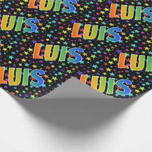 Rainbow First Name "LUIS" + Stars Wrapping Paper