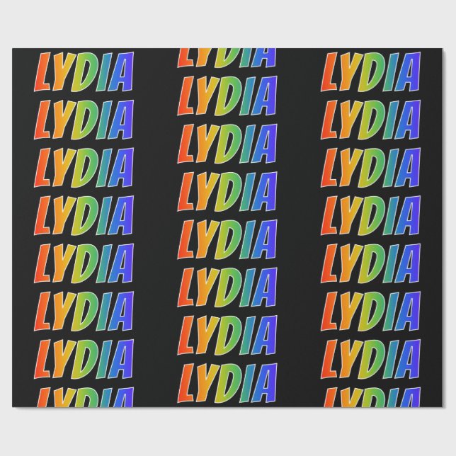 Rainbow First Name "LYDIA"; Fun & Colourful Wrapping Paper (Flat)