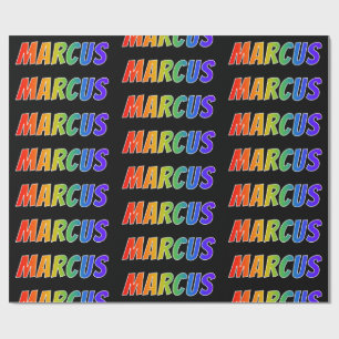 Rainbow First Name "MARCUS"; Fun & Colourful Wrapping Paper