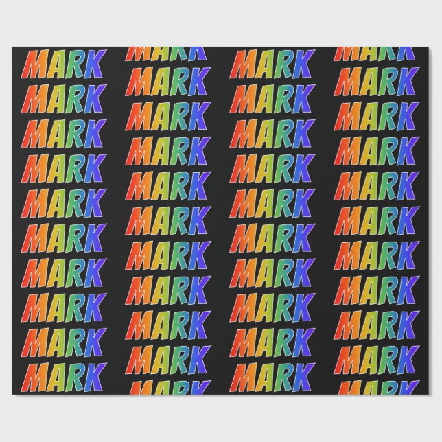 Rainbow First Name "MARK"; Fun & Colourful Wrapping Paper (Flat)