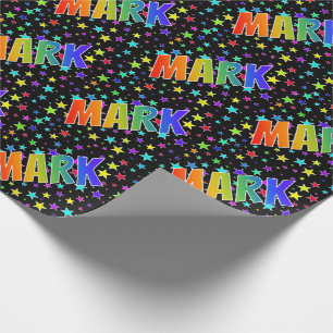 Rainbow First Name "MARK" + Stars Wrapping Paper
