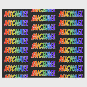 Rainbow First Name "MICHAEL"; Fun & Colourful Wrapping Paper