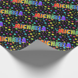 Rainbow First Name "MICHAELA" + Stars Wrapping Paper