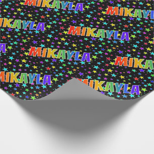 Rainbow First Name "MIKAYLA" + Stars Wrapping Paper