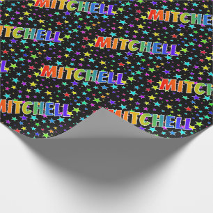 Rainbow First Name "MITCHELL" + Stars Wrapping Paper