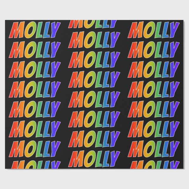 Rainbow First Name "MOLLY"; Fun & Colourful Wrapping Paper (Flat)