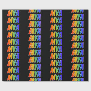 Rainbow First Name "MYA"; Fun & Colourful Wrapping Paper
