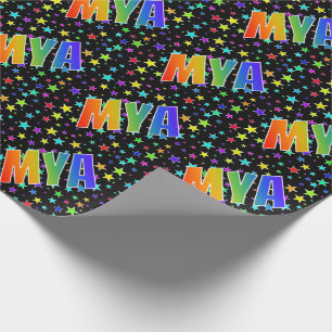Rainbow First Name "MYA" + Stars Wrapping Paper
