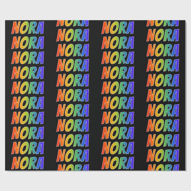 Rainbow First Name "NORA"; Fun & Colourful Wrapping Paper (Flat)