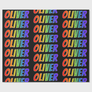 Rainbow First Name "OLIVER"; Fun & Colourful Wrapping Paper