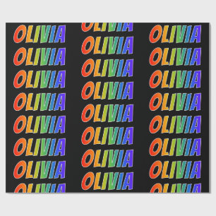 Rainbow First Name "OLIVIA"; Fun & Colourful Wrapping Paper