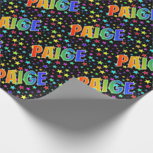 Rainbow First Name "PAIGE" + Stars Wrapping Paper