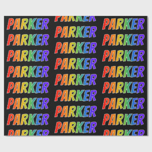 Rainbow First Name "PARKER"; Fun & Colourful Wrapping Paper