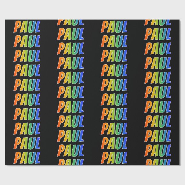 Rainbow First Name "PAUL"; Fun & Colourful Wrapping Paper (Flat)