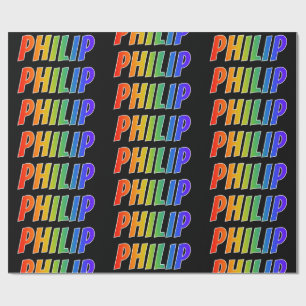 Rainbow First Name "PHILIP"; Fun & Colourful Wrapping Paper