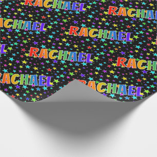 Rainbow First Name "RACHAEL" + Stars Wrapping Paper