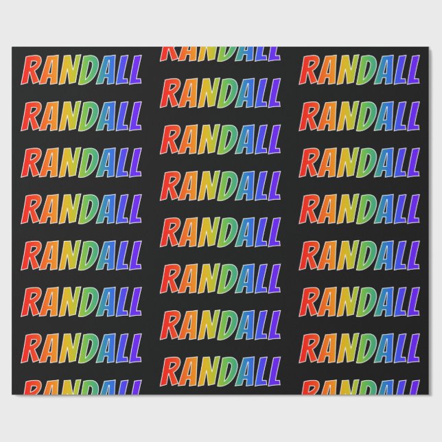 Rainbow First Name "RANDALL"; Fun & Colourful Wrapping Paper (Flat)