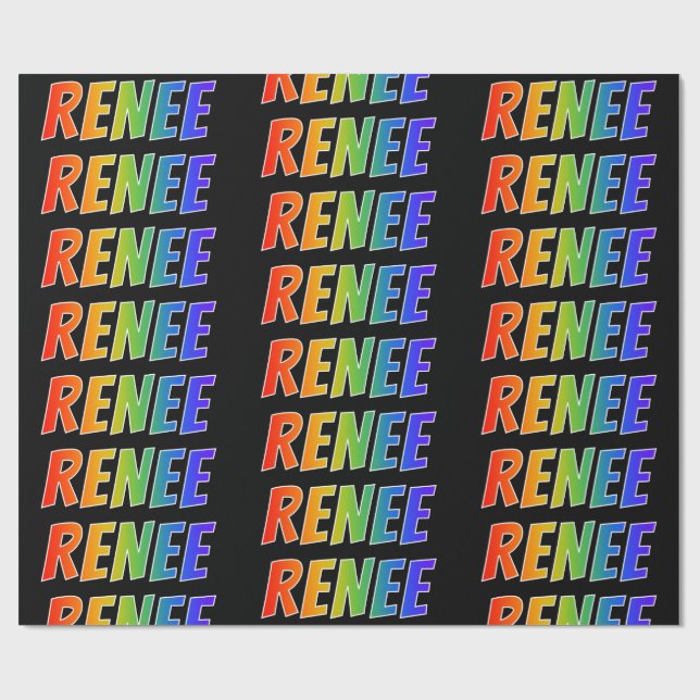 Rainbow First Name "RENEE"; Fun & Colourful Wrapping Paper (Flat)