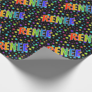Rainbow First Name "RENEE" + Stars Wrapping Paper
