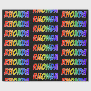 Rainbow First Name "RHONDA"; Fun & Colourful Wrapping Paper