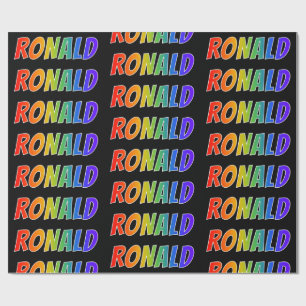 Rainbow First Name "RONALD"; Fun & Colourful Wrapping Paper