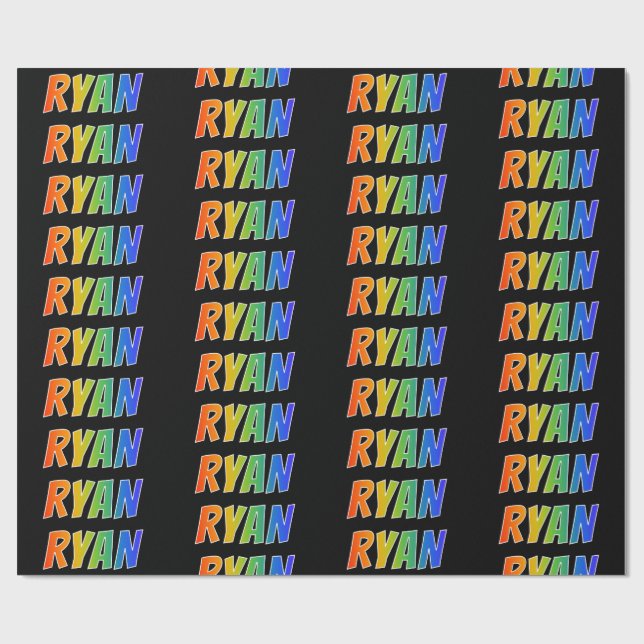 Rainbow First Name "RYAN"; Fun & Colourful Wrapping Paper (Flat)