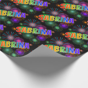 Rainbow First Name "SABRINA" + Fireworks Wrapping Paper