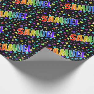 Rainbow First Name "SAMUEL" + Stars Wrapping Paper