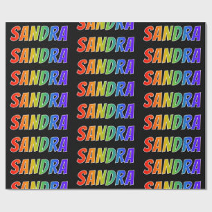 Rainbow First Name "SANDRA"; Fun & Colourful Wrapping Paper
